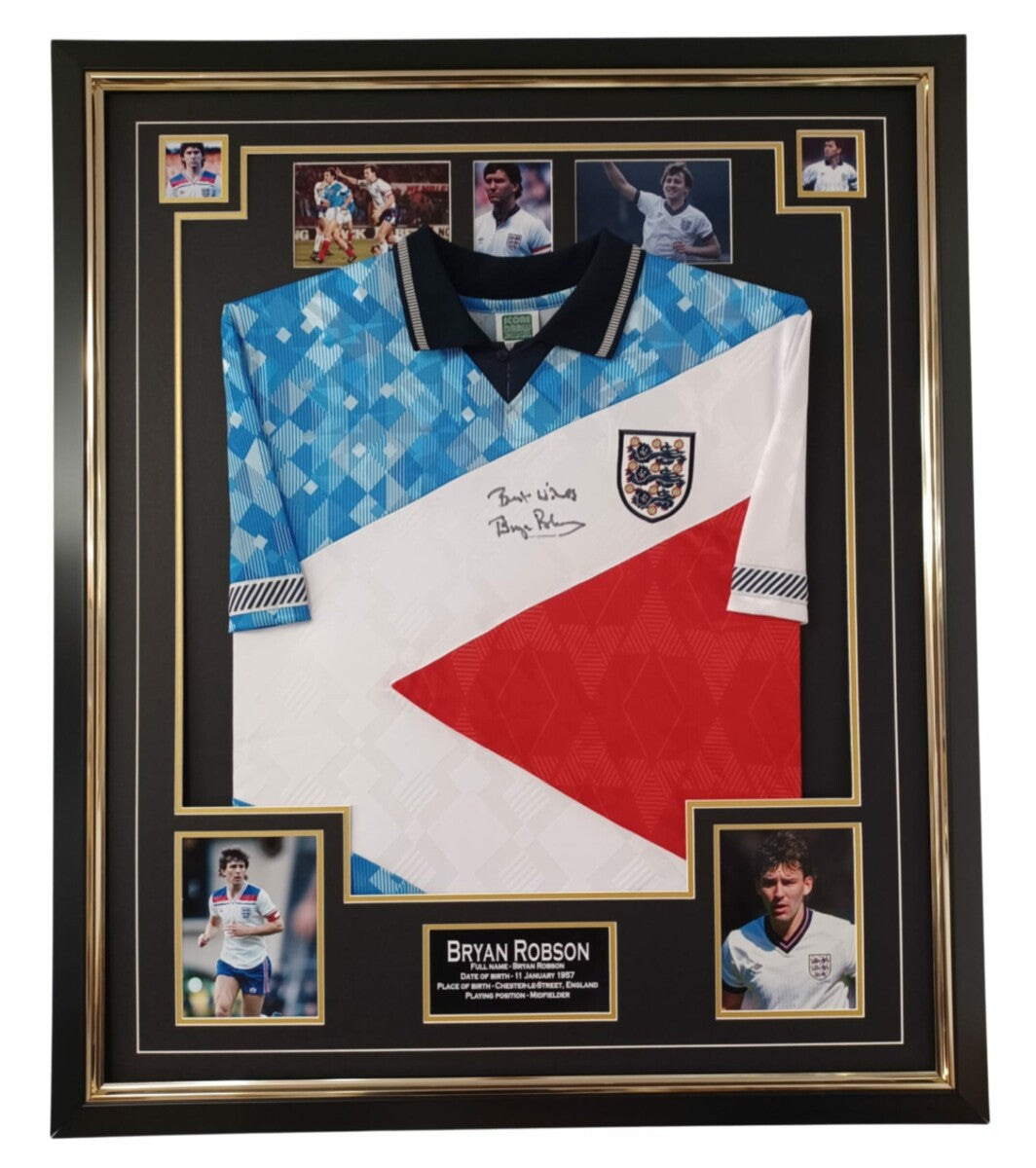 BRYAN ROBSON SIGNED ENGLAND SHIRT FRAMED