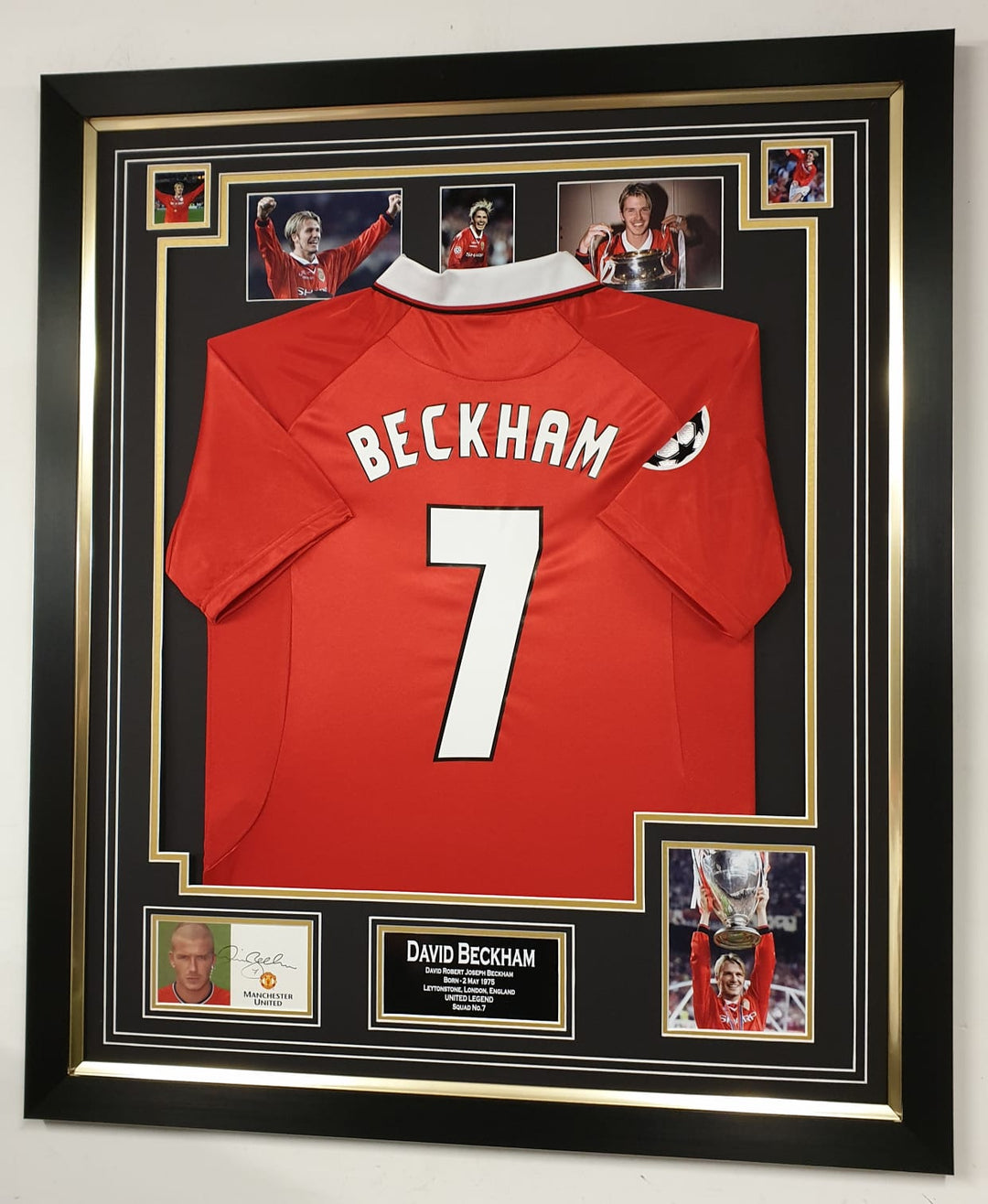 Beckham Signed photos with Man Utd Shirt Framed