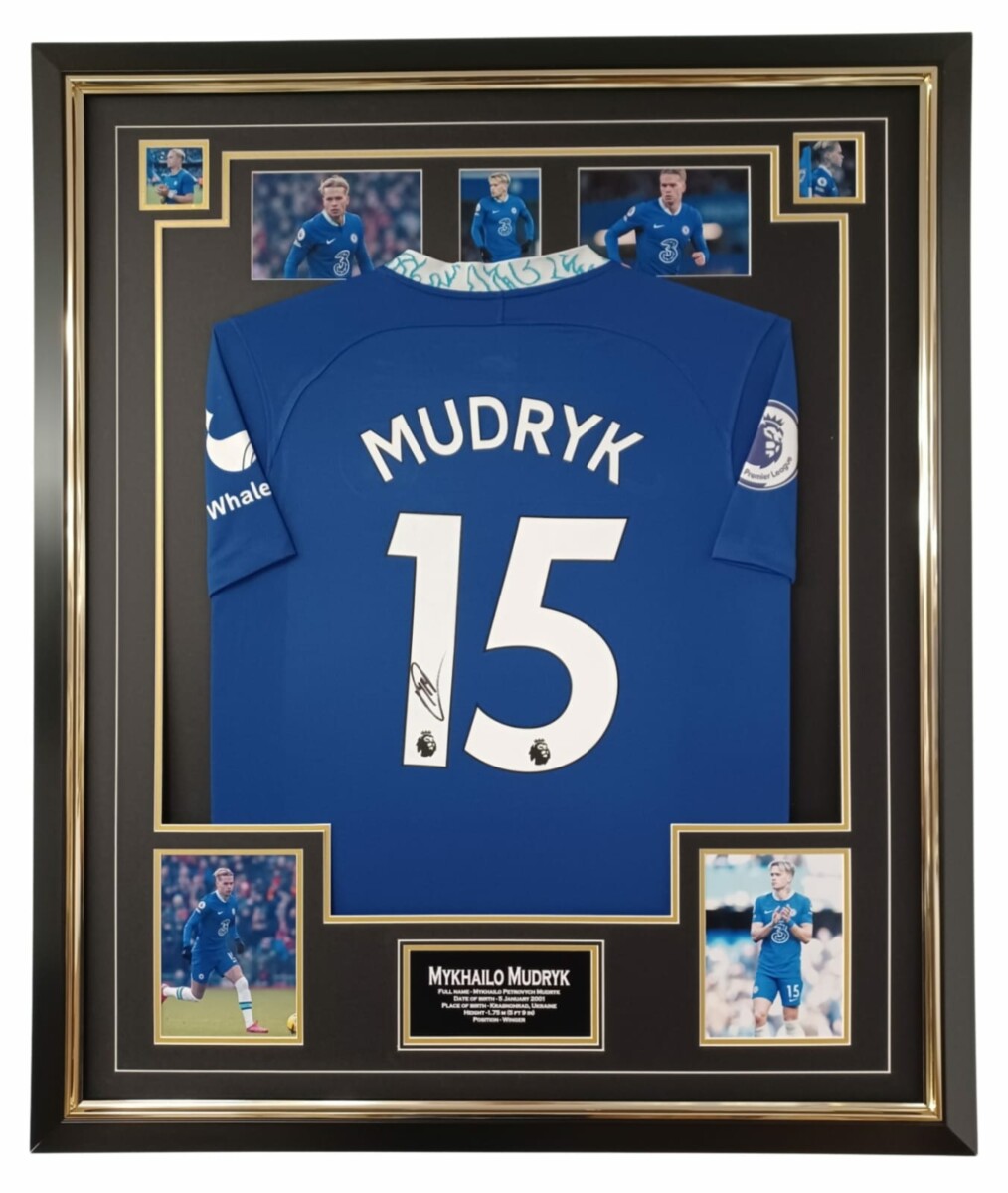 MYKHALO MUDRYK SIGNED CHELSEA FC SHIRT FRAMED