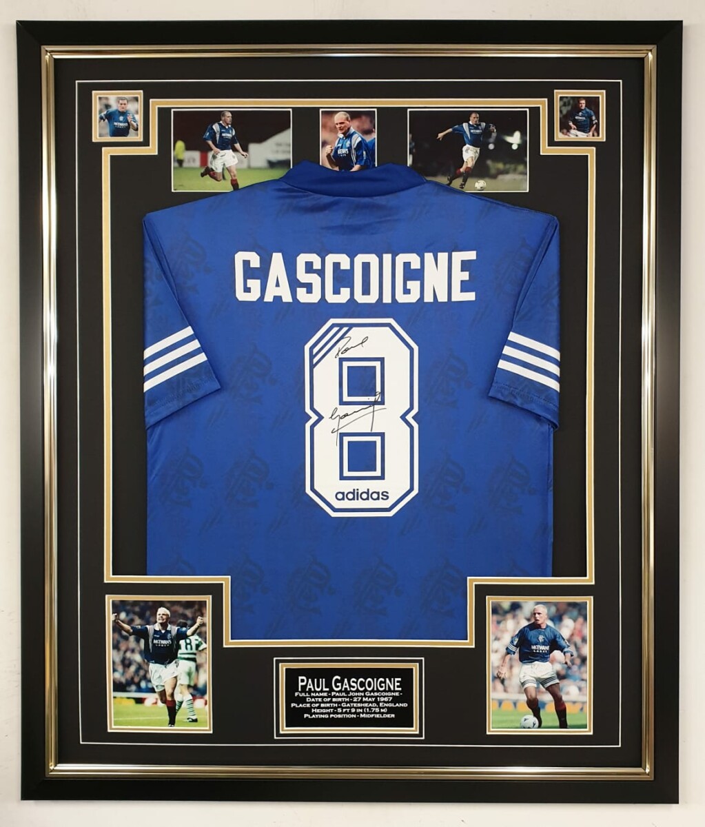 Paul Gascoigne Signed Rangers Shirt l