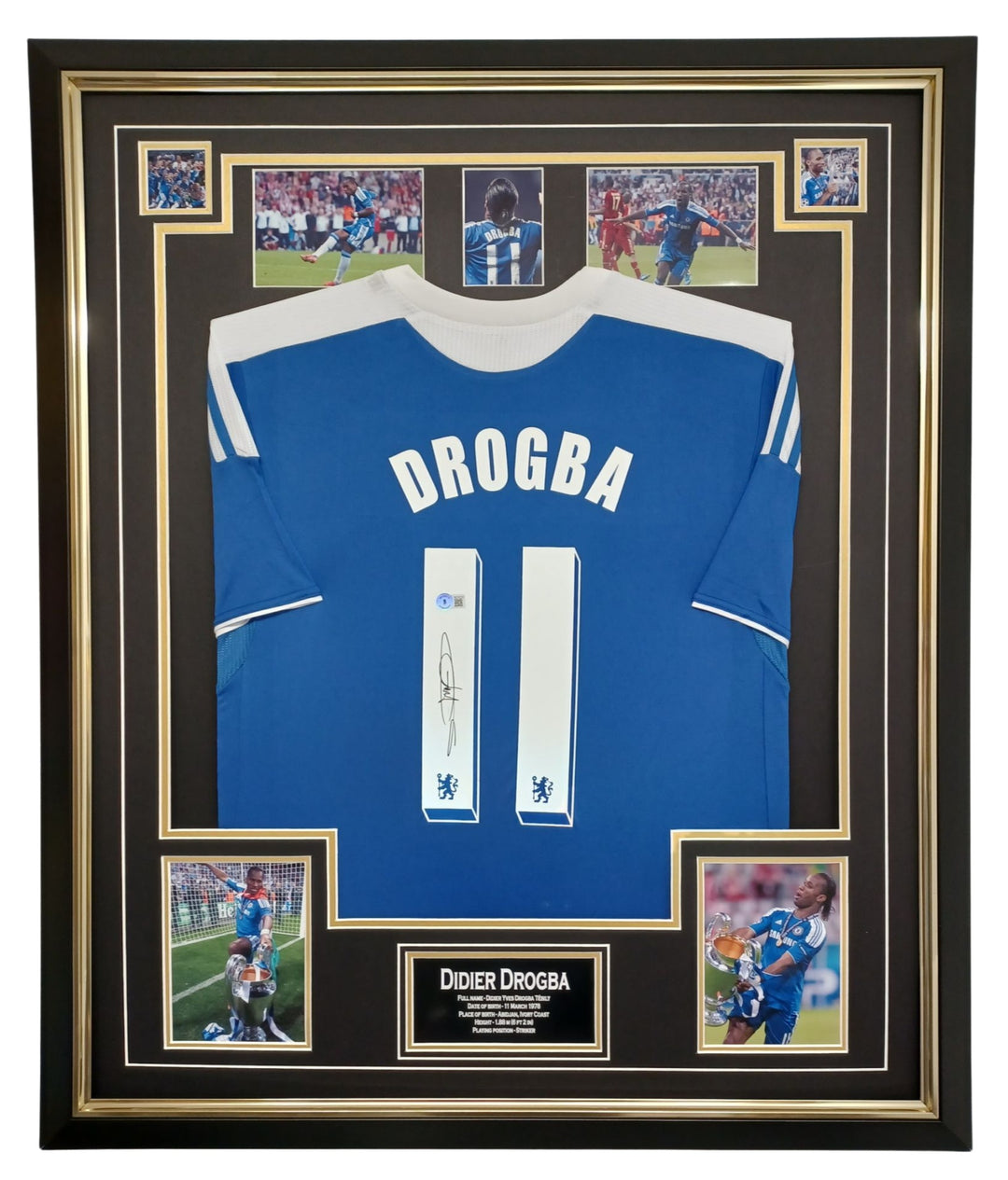 Drogba Signed Photo and Chelsea Shirt Framed