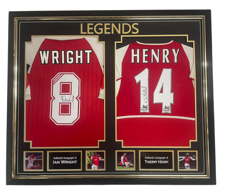 Thierry Henry and Ian Wright Signed Jersey and Framed Shirt